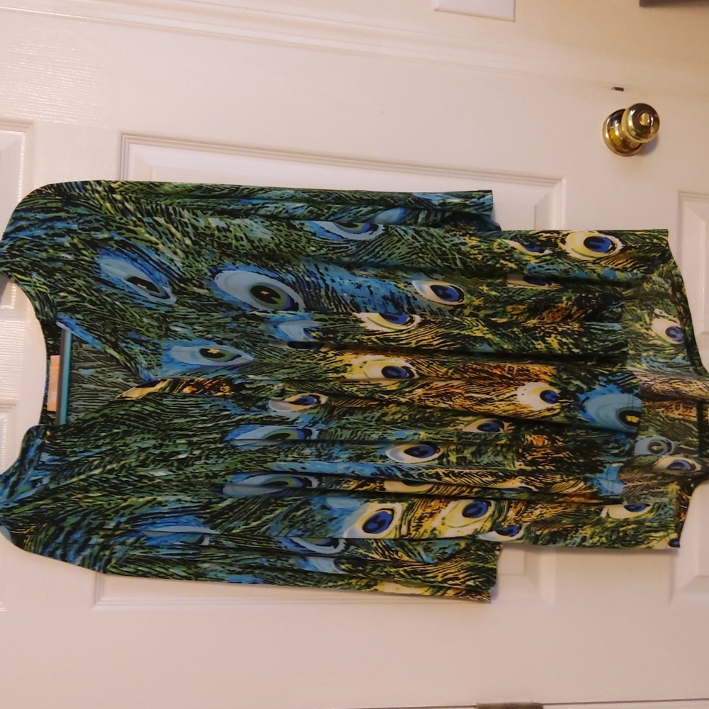 Peacock feathers print LA Cera 3x